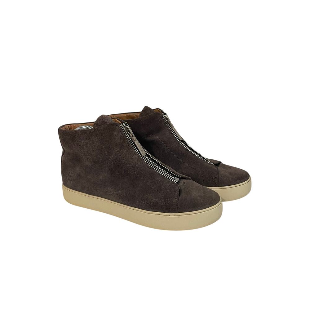 Frye Women's Lena Zip High Top Suede Sneakers Gray Size 8.5